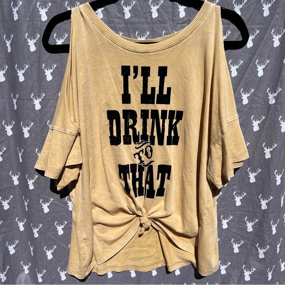 White Crow yellow Graphic Tee with Knot Detail